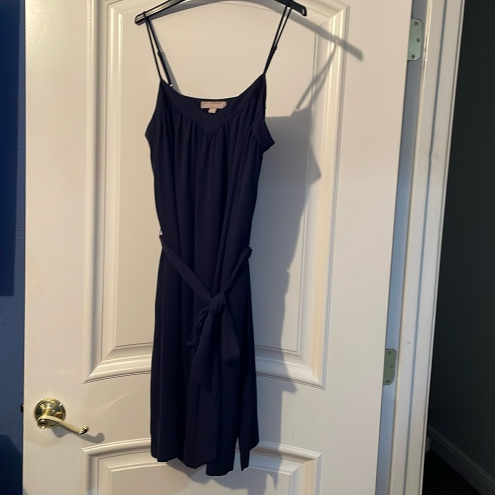 Navy strapless dress
